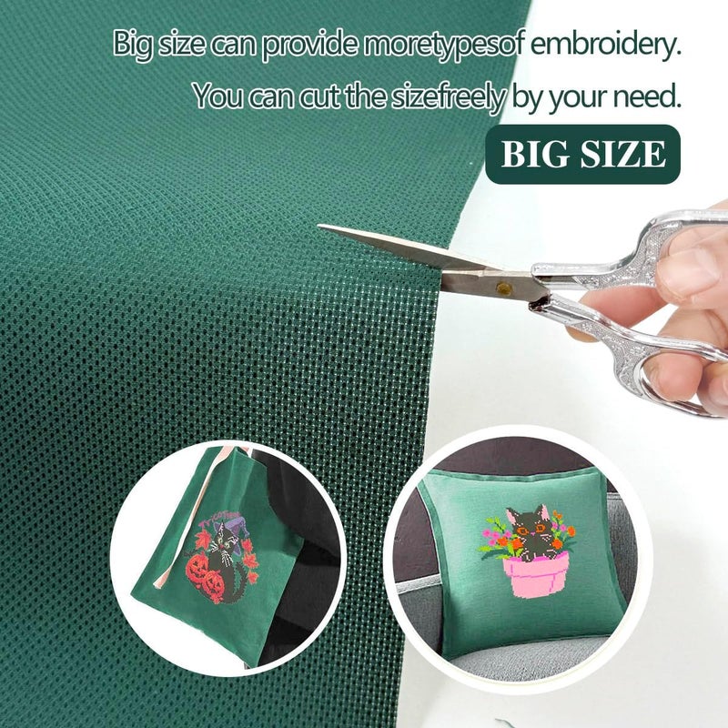 Zhenqing 14CT Aida Cloth - 30x35 Inch Cross Stitch Fabric for Embroidery, Pre-Cut Needlework Material, Acid-Free, Durable Weave(Dark Green) - Image 4